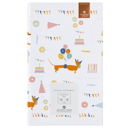 papier-ozdobny-do-pakowania-prezentów-pieski-jamnik-Wiewiorka-i-Spolka-gift-wrapping-paper-dogs-dachshund-Squirrel-and-Company