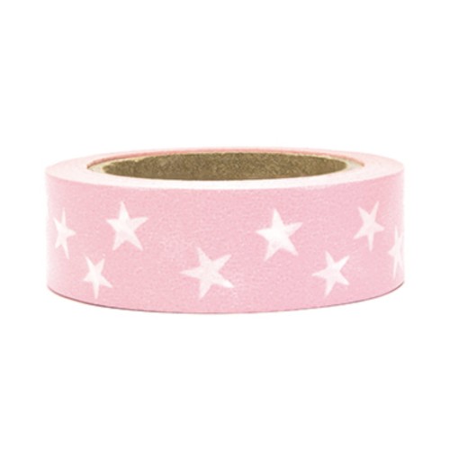 tasma-samoprzylepna-washi-tape-rozowa-w-biale-gwiazdki-Wiewiorka-i-Spolka-washi-tape-pink-with-white-stars-Squirrel-Company