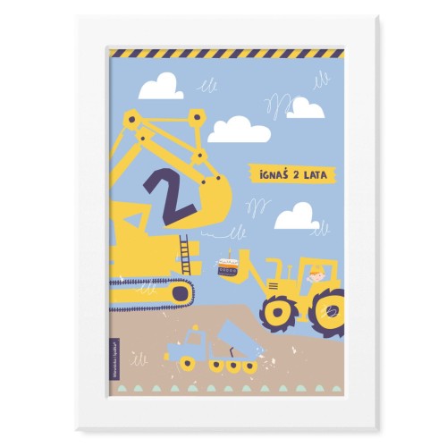 obrazek-plakat-do-pokoju-prezent-na-urodziny-chlopca-koparka-spychacz-koparki-spychacze-Wiewiorka-i-Spolka-excavator-personalised-birthday-poster-Squirrel-Company