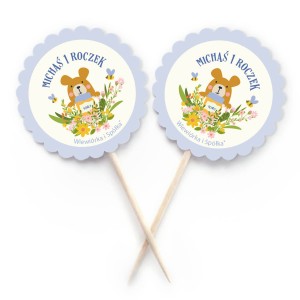 Piki Miś Błękitny kółeczka personalizowane / 10 szt.