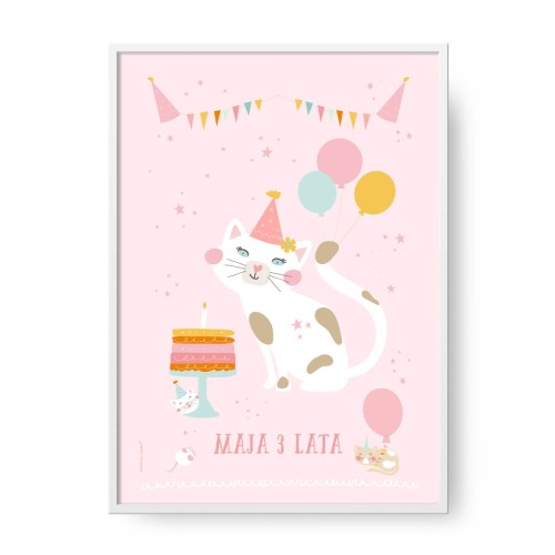 grafika-plakat-do-pokoju-prezent-na-urodziny-roczek-kotek-kotkiem-kotki-kotkami-Wiewiorka-i-Spolka-cat-cats-kitten-kittens-personalised-birthday-poster-Squirrel-Company