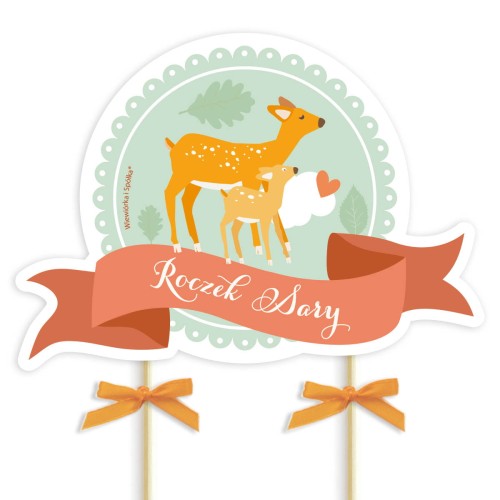 topper-dekoracja-ozdoba-na-tort-do-tortu-urodziny-roczek-las-lesny-zwierzatka-lesne-sarenki-sarenka-Wiewiorka-i-Spolka-forest-doe-deer-personalized-cake-topper-Squirrel-Company