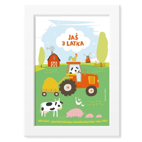 obrazek-plakat-do-pokoju-prezent-na-urodziny-farma-traktor-zwierzatka-krowa-swinka-Wiewiorka-i-Spolka-tractor-farm-village-animals-personalized-birthday-poster-Squirrel-Company