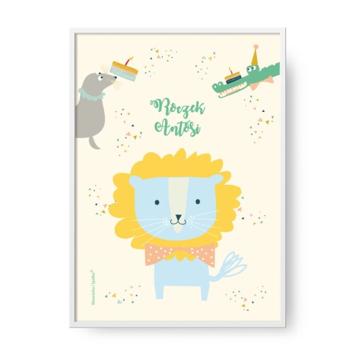 grafika-plakat-do-pokoju-prezent-na-urodziny-roczek-zwierzatka-lew-lwem-lwy-foka-aligator-Wiewiorka-i-Spolka-animals-lion-seal-alligator-personalised-birthday-poster-Squirrel-Company