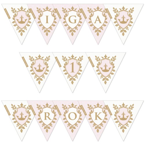 girlanda-dekoracje-ozdoby-wiszace-baner-napis-na-sznurku-rozowa-z-korona-herbem-konikami-Wiewiorka-i-Spolka-pink-herb-crest-ornament-crown-personalized-paper-garland-banner-Squirrel-and-Company