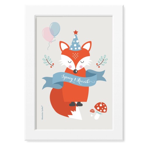 obrazek-plakat-do-pokoju-prezent-na-urodziny-lis-lisek-lesne-zwierzatka-Wiewiorka-i-Spolka-fox-forest-animals-personalised-birthday-poster-Squirrel-Company