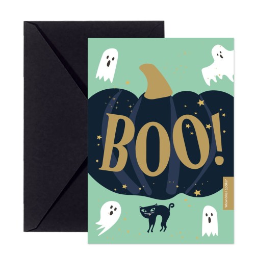 kartka-zyczenia-halloween-dynia-duchy-boo-Wiewiorka-i-Spolka-halloween-party-black-pumpkin-ghosts-wishes-card-Squirrel-Company