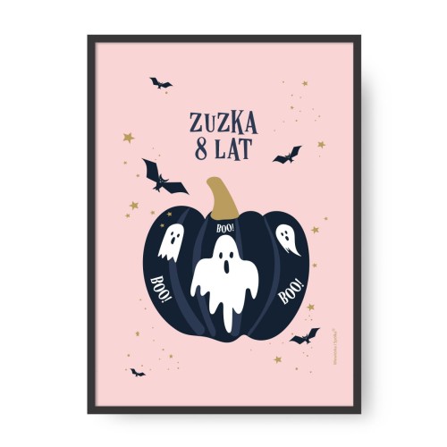 grafika-plakat-do-pokoju-prezent-na-urodziny-halloween-dynia-duchy-nietoperze-strachy-Wiewiorka-i-Spolka-halloween-pumpkin-ghosts-personalized-birthday-poster-Squirrel-Company