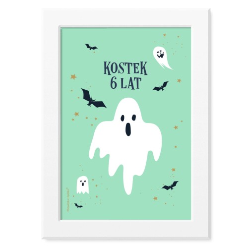obrazek-plakat-do-pokoju-prezent-na-halloween-z-duchami-duch-mietowy-Wiewiorka-i-Spolka-halloween-minty-ghosts-bat-personalized-birthday-poster-Squirrel-Company