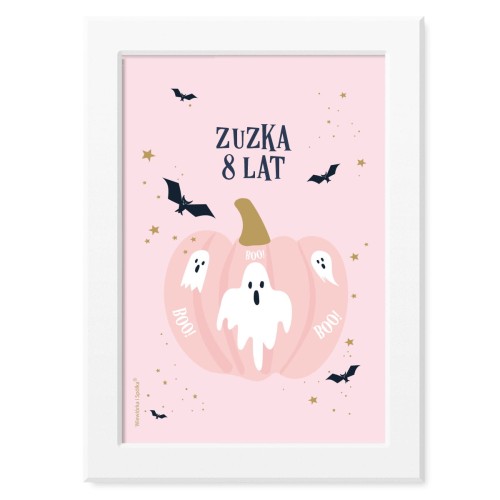 obrazek-plakat-do-pokoju-prezent-na-halloween-z-duchami-duch-rozowy-Wiewiorka-i-Spolka-halloween-pink-ghosts-bat-personalized-birthday-poster-Squirrel-Company