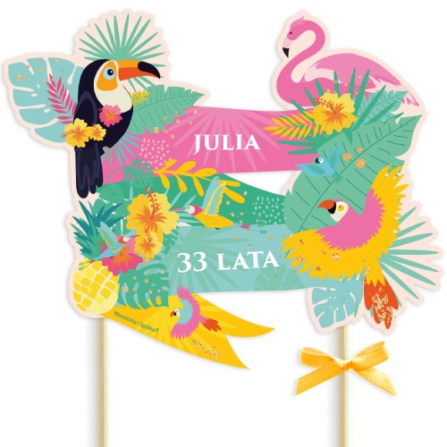 topper-dekoracja-ozdoba-na-tort-do-tortu-tropikalny-hawajski-tukan-flaming-papugi-Wiewiorka-i-Spolka-tropical-party-toucan-personalized-cake-topper-Squirrel-Company