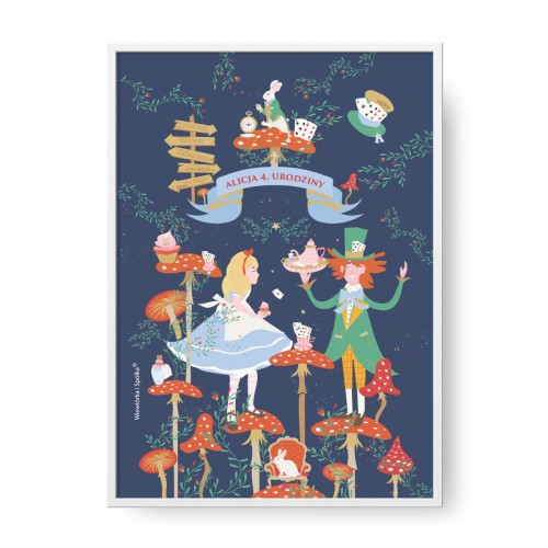 grafika-personalizowany-plakat-do-pokoju-prezent-na-urodziny-alicja-w-krainie-czarow-Wiewiorka-i-Spolka-alice-in-wonderland-personalized-birthday-poster-Squirrel-Company
