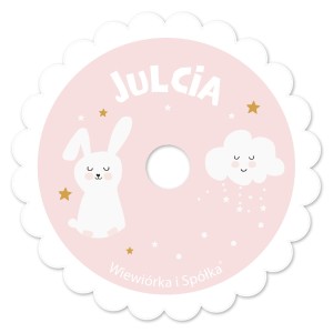 Dekoracje na słomki Króliczek Pink kółeczka personalizowane / 12 szt.