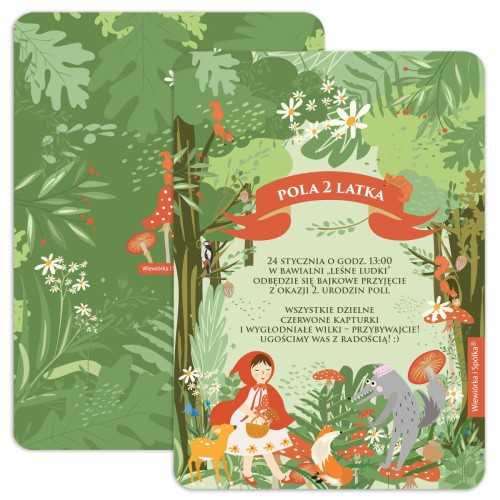 zaproszenia-na-urodziny-dziewczynki-czerwony-kapturek-Wiewiorka-i-Spolka-personalized-birthday-red-riding-hood-invitations-Squirrel-Company