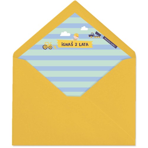 koperta-zolta-koperty-zolte-na-urodziny-chlopca-koparka-spychacz-budowniczy-Wiewiorka-i-Spolka-excavator-personalized-birthday-yellow-envelope-envelopes-Squirrel-Company