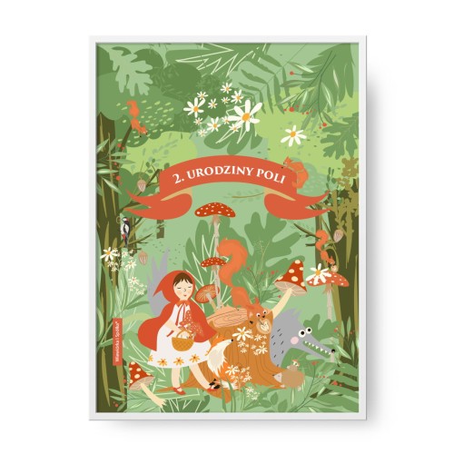 personalizowany-plakat-do-pokoju-prezent-na-urodziny-roczek-czerwony-kapturek-Wiewiorka-i-Spolka-red-riding-hood-personalized-birthday-poster-Squirrel-Company