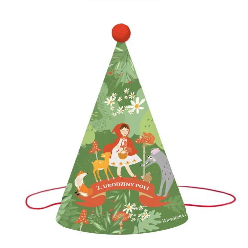 personalizowane-czapeczki-urodzinowe-czapeczka-na-urodziny-roczek-czerwony-kapturek-z-czerwonym-kapturkiem-Wiewiorka-i-Spolka-red-riding-hood-personalized-birthday-party-hats-Squirrel-Company