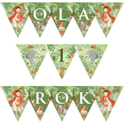 personalizowana-girlanda-dekoracje-ozdoby-wiszace-baner-napis-na-sznurku-urodziny-roczek-czerwony-kapturek-czerwonym-kapturkiem-wilk-Wiewiorka-i-Spolka-red-riding-hood-personalised-paper-garland-banner-Squirrel-Company