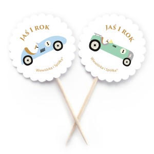 Piki Auto Retro kółeczka personalizowane / 10 szt.