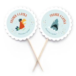 Piki Piraci Papuga i Rekin kółeczka personalizowane / 10 szt.