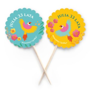 Piki Tropical Party Papugi kółeczka personalizowane / 10 szt.