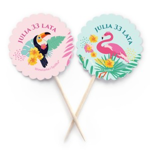Piki Tropical Party Tukan i Flaming kółeczka personalizowane / 10 szt.