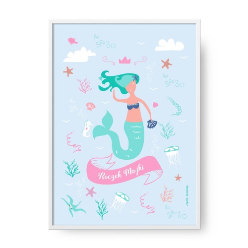 grafika-plakat-do-pokoju-prezent-na-urodziny-roczek-z-syrenka-syrenki-Wiewiorka-i-Spolka-mermaid-personalised-birthday-poster-Squirrel-Company