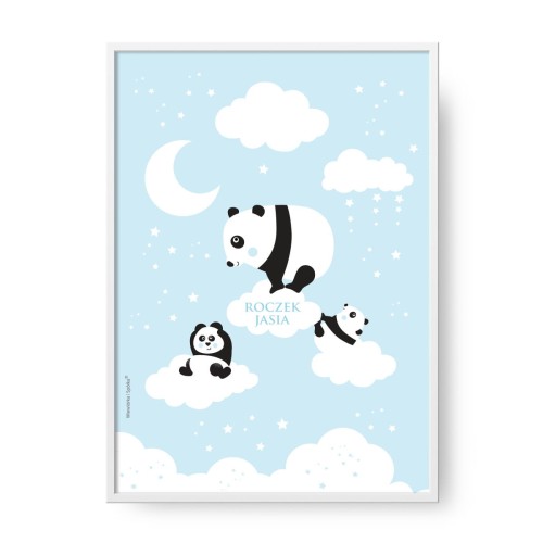 grafika-plakat-do-pokoju-prezent-na-urodziny-roczek-blekitna-panda-Wiewiorka-i-Spolka-blue-panda-bear-personalized-birthday-poster-Squirrel-Company