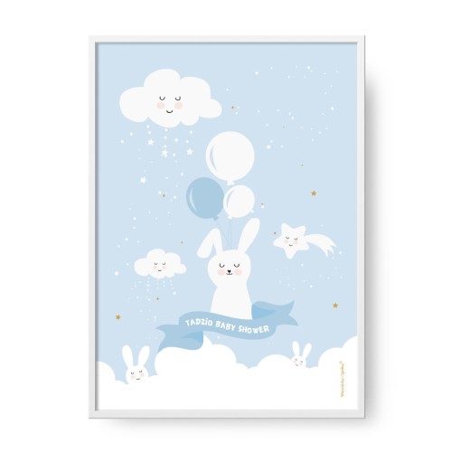 grafika-plakat-do-pokoju-prezent-na-baby-shower-chlopca-blekitny-kroliczek-Wiewiorka-i-Spolka-blue-bunny-personalized-baby-shower-boy-poster-Squirrel-Company