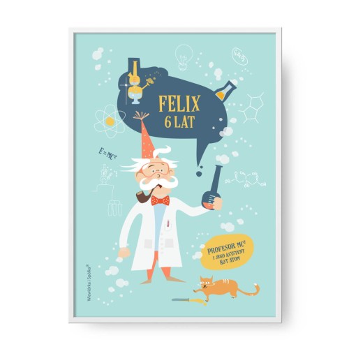 grafika-plakat-do-pokoju-prezent-na-urodziny-laboratorium-maly-chemik-Wiewiorka-i-Spolka-laboratory-little-chemist-personalised-birthday-poster-Squirrel-Company