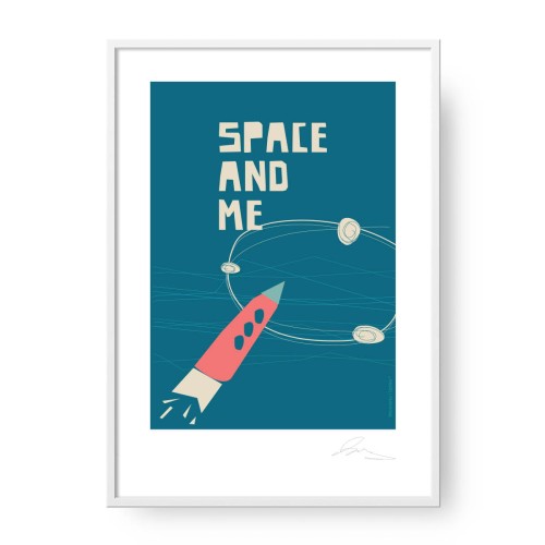 grafika-plakat-dla-dzieci-do-pokoju-dziecka-kosmos-rakieta-Wiewiorka-i-Spolka-space-and-me-cosmos-rocket-kids-room-poster-Squirrel-Company