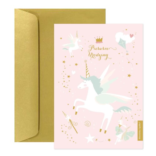 kartka-na-roczek-rozowy-jednorozec-Wiewiorka-i-Spolka-pink-unicorn-first-birthday-wishes-card-Squirrel-Company