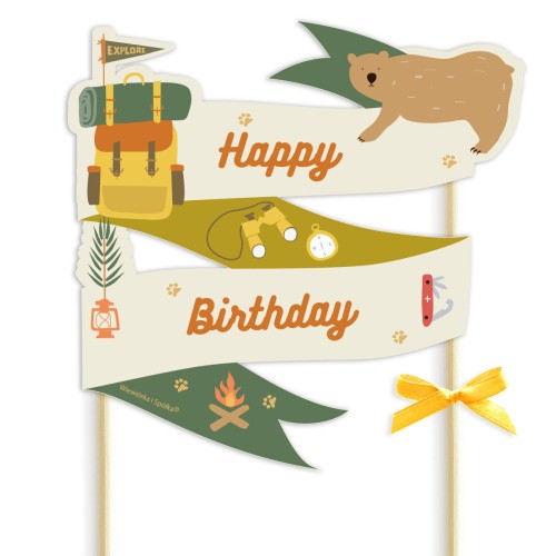 topper-dekoracja-ozdoba-na-tort-do-tortu-lets-explore-survival-szkola-przetrwania-Wiewiorka-i-Spolka-scouting-skauting-camping-happy-birthday-cake-topper-Squirrel-Company