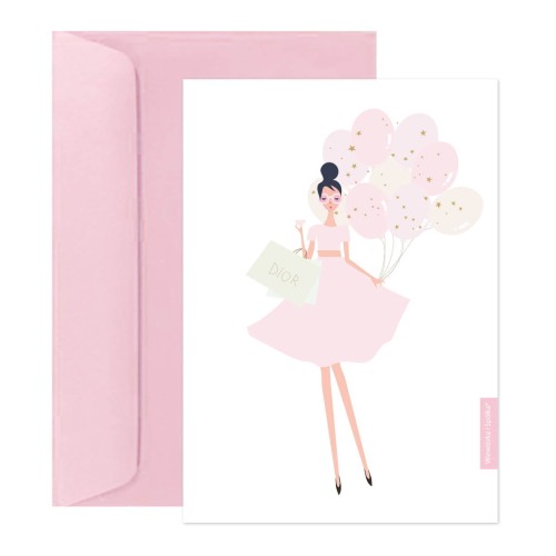 kartka-na-zyczenia-dla-dziewczyny-torebka-dior-Wiewiorka-i-Spolka-pink-wishes-card-for-girl-Squirrel-Company