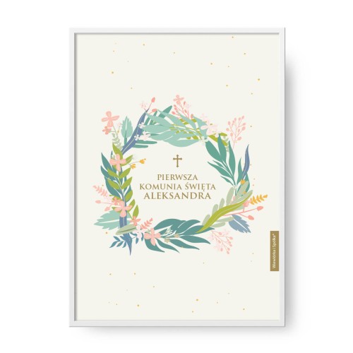 grafika-plakat-do-pokoju-prezent-na-pierwsza-komunie-minty-flowers-mietowe-kwiaty-Wiewiorka-i-Spolka-personalised-holy-communion-poster-Squirrel-Company