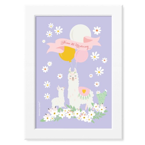 obrazek-plakat-do-pokoju-prezent-na-urodziny-lama-alpaka-Wiewiorka-i-Spolka-llama-alpaca-personalised-birthday-poster-Squirrel-Company
