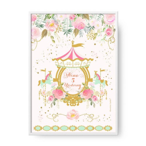 grafika-plakat-do-pokoju-prezent-na-urodziny-karuzela-belle-carousel-Wiewiorka-i-Spolka-personalised-birthday-poster-Squirrel-Company